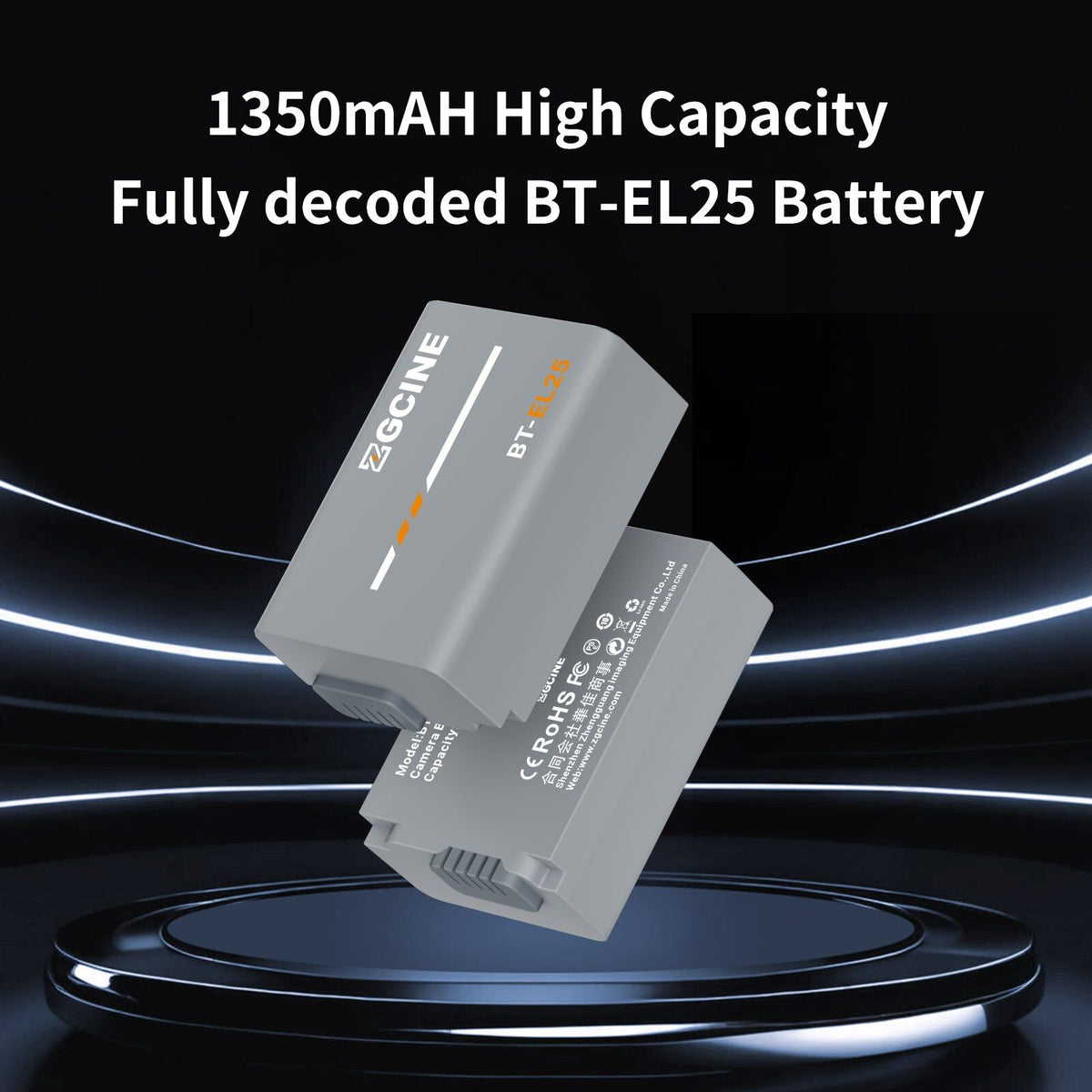 ZGCINE BT-EL25 Camera Battery for NikonZ30, Z50,and Zfc Cameras (1280mAh Grey)