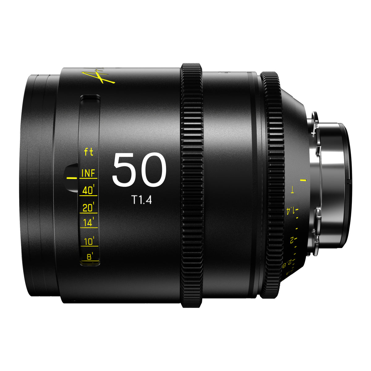 DZOFilm Arles 50mm T1.4 FF/VV Prime Cine Lens (ARRI PL, Feet), side view
