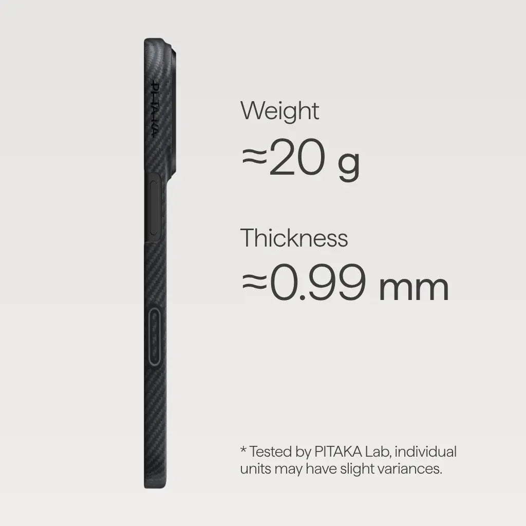 PITAKA Aramid Fibre Ultra-Slim Case for iPhone 17 Pro Max Black/Grey