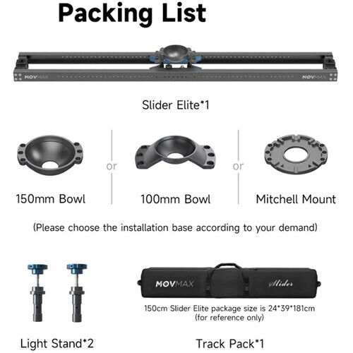 MOVMAX Slider Elite with 100mm Bowl Mount (180cm)