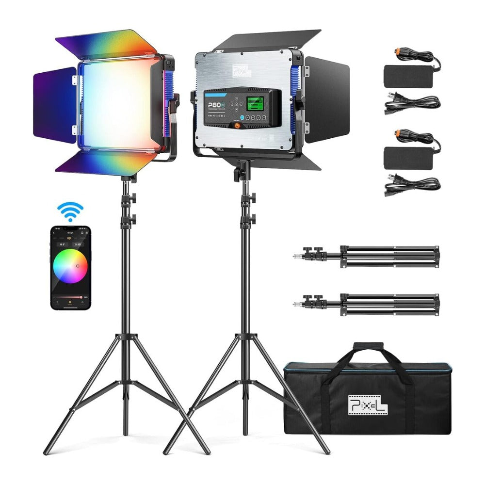 Pixel P80 RGB LED Panel 2 x Light Kit