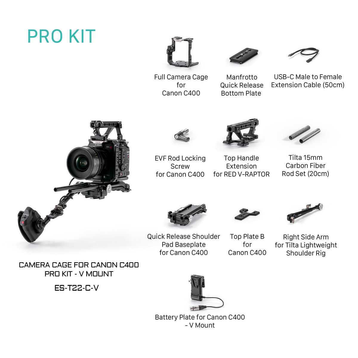 Tilta Camera Cage for Canon C400 Pro Kit - V Mount
