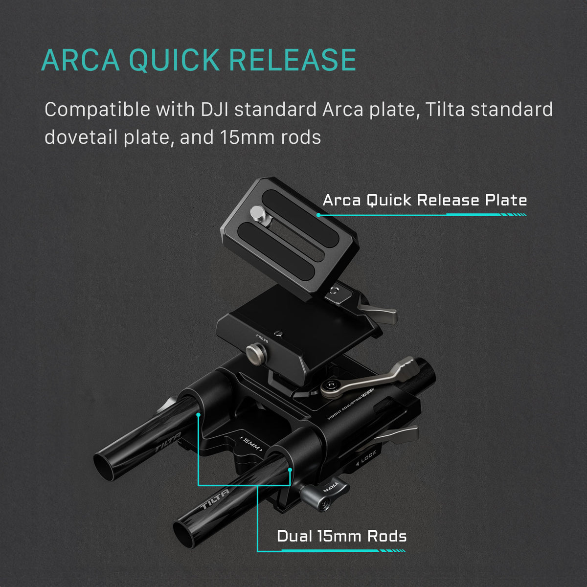 Tilta Arca Height Adjustable 15mm LWS Baseplate - Black
