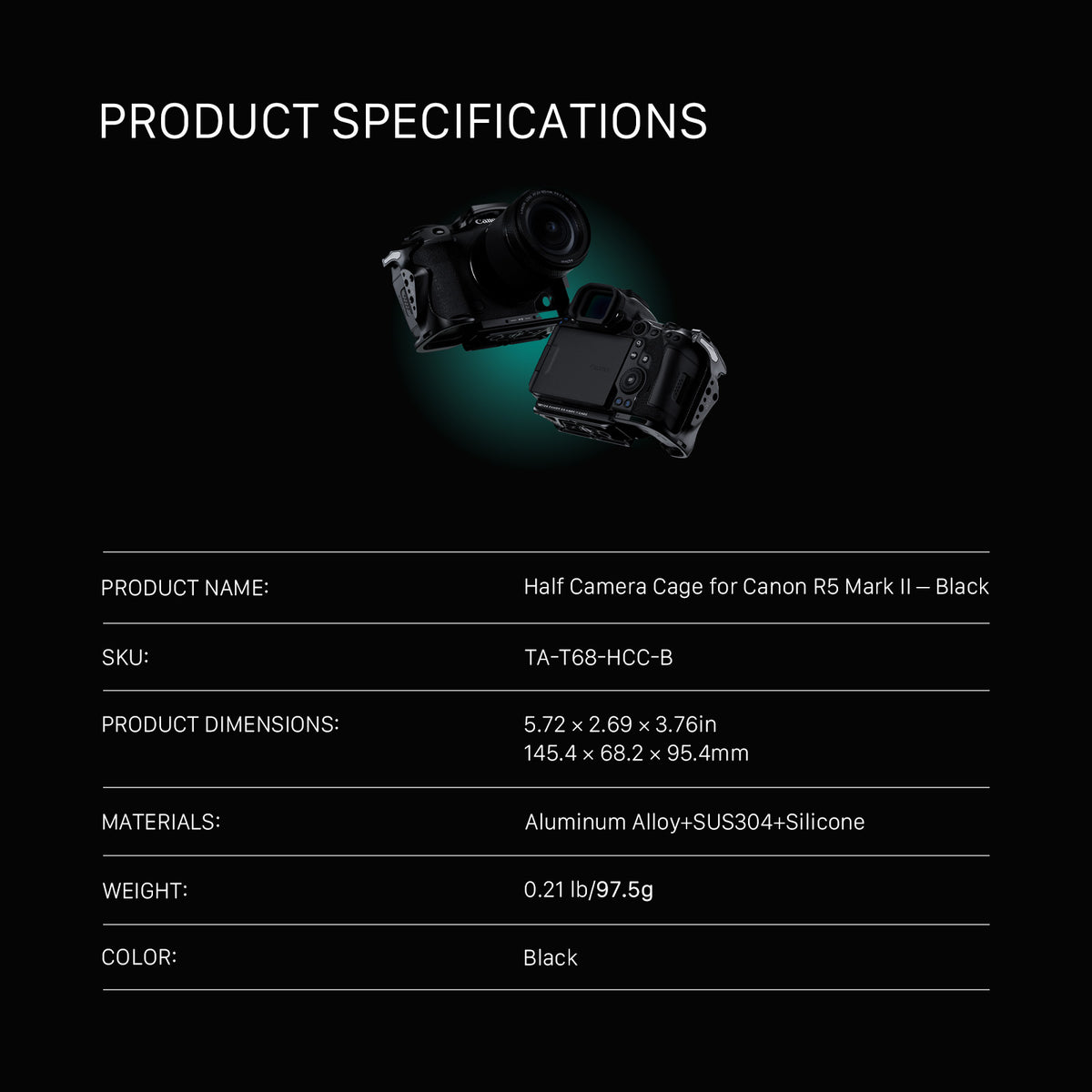 Tilta Half Camera Cage for Canon R5 Mark II - Black