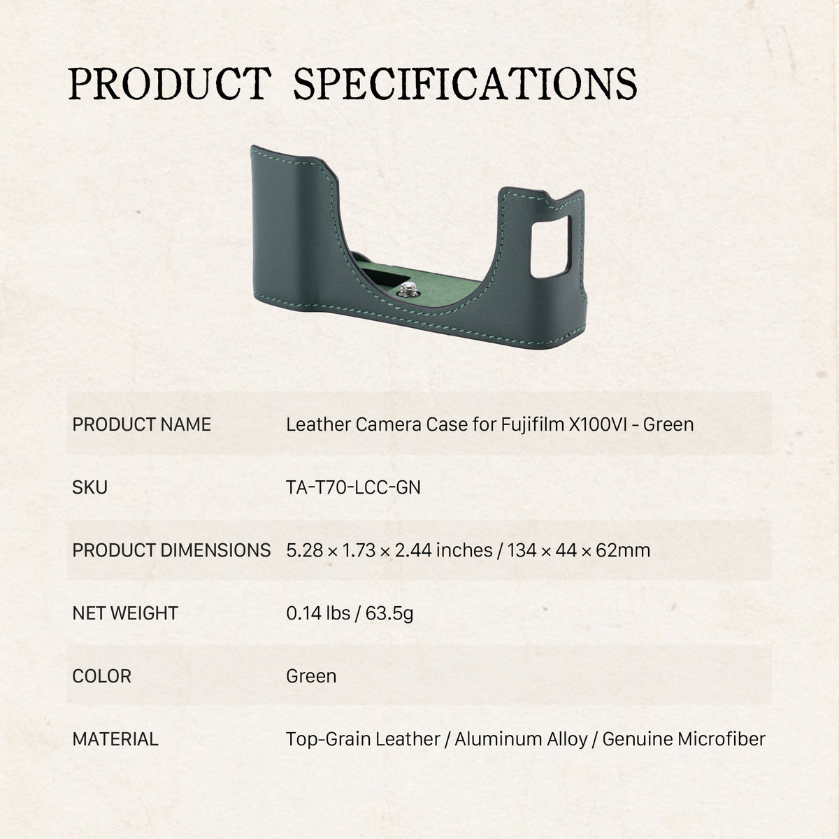 Tilta Leather Camera Case for Fujifilm X100VI - Green