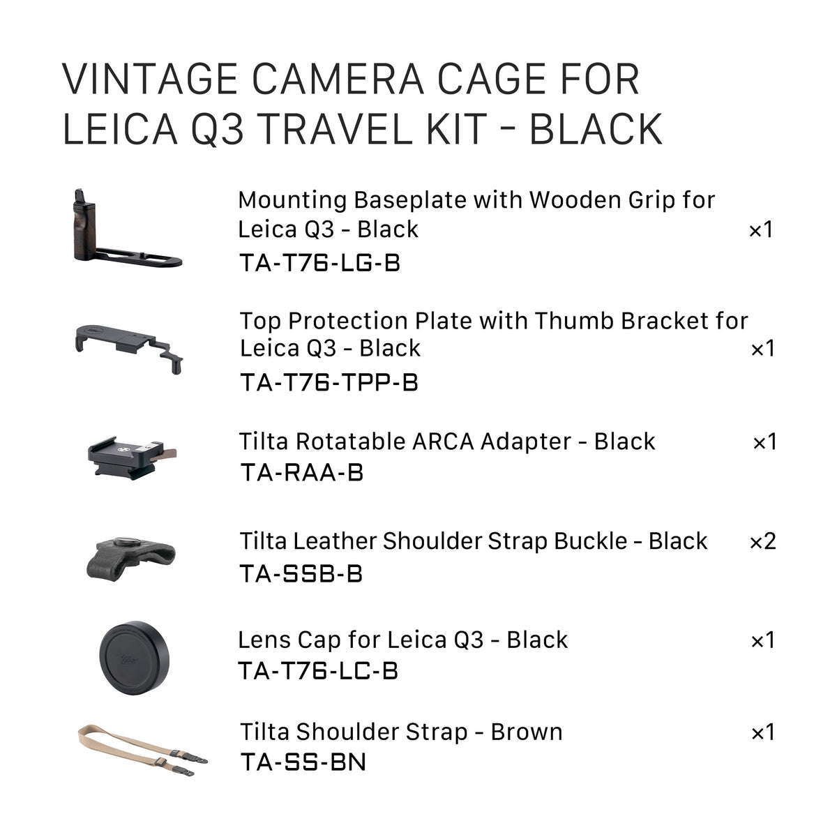 Tilta Vintage Camera Cage for Leica Q3 Travel Kit - Black