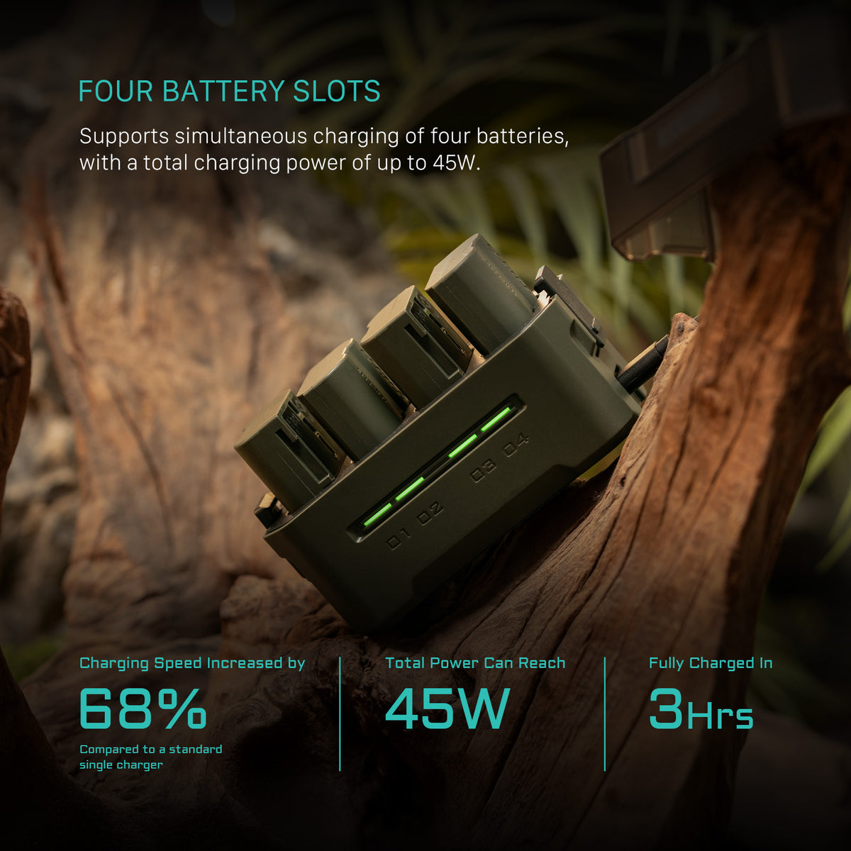 Tilta Portable Charging Station for EN-EL15C (4 Channel) - Green