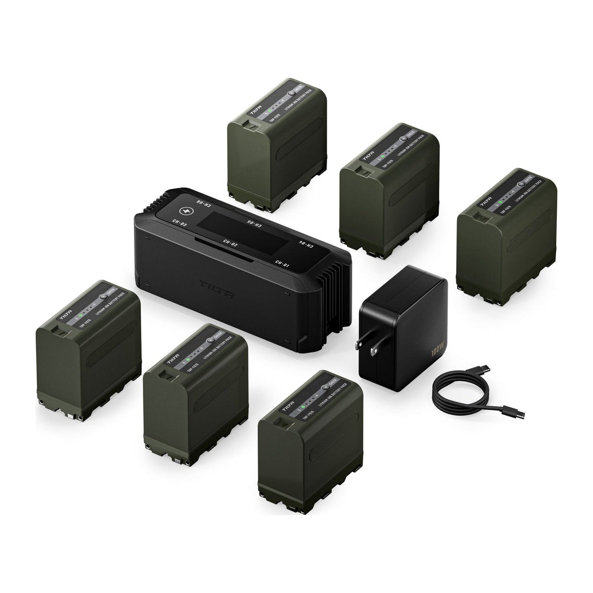 Tilta Foldable Charging Station for L-Series/NP-F Battery Kit (6 Batteries, US) - Black