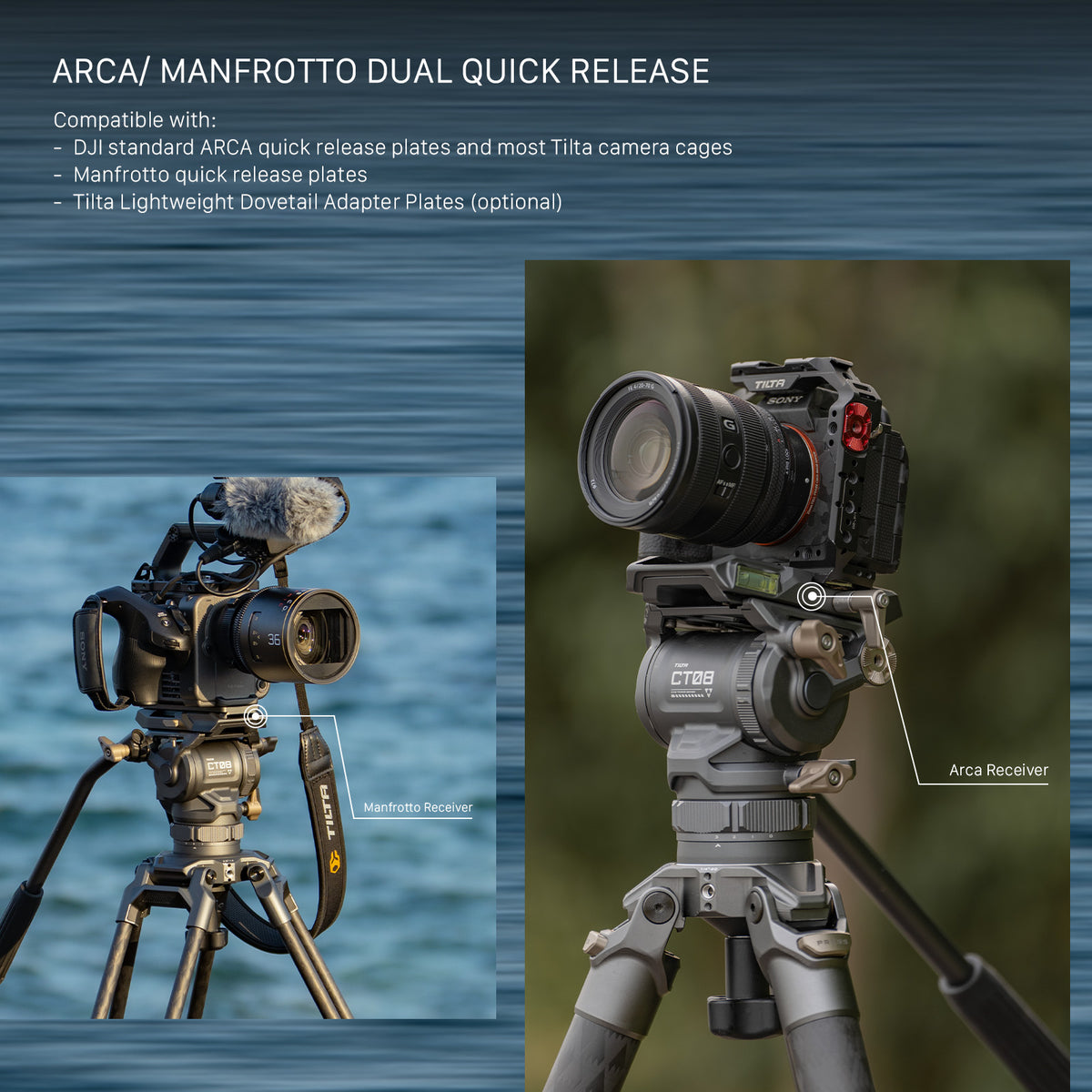 Tilta 75mm Cine Fluid Head with 3-Stage Carbon Fiber Tripod Legs (8KG) - Space Gray