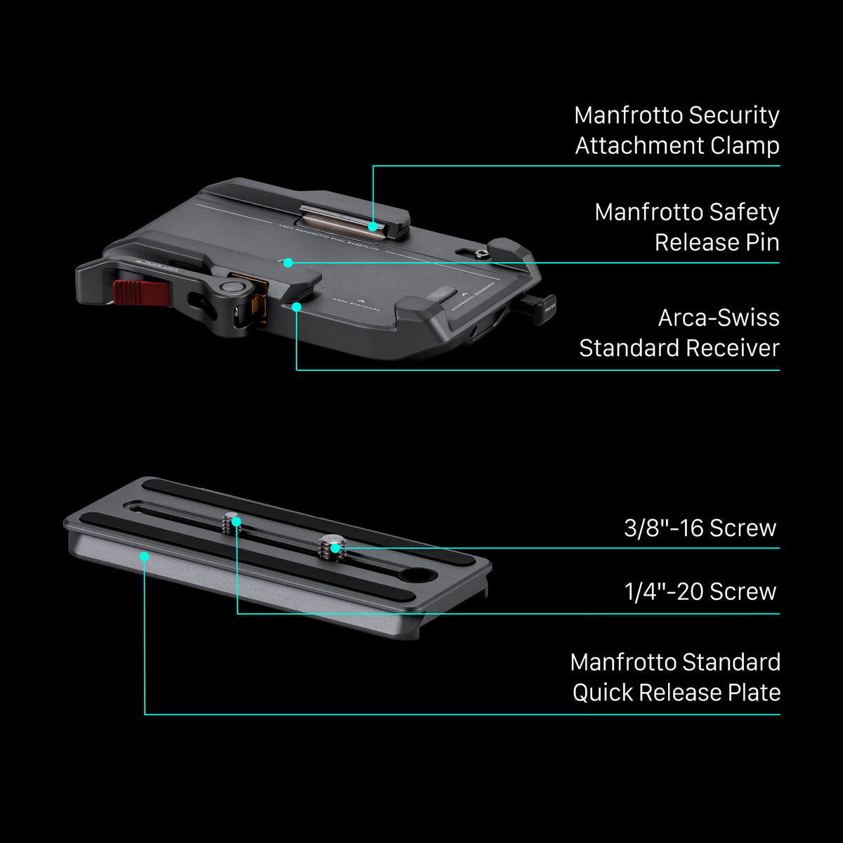 Tilta ARCA Manfrotto Dual Quick Release Receiver Kit for CT08 - Titanium Gray