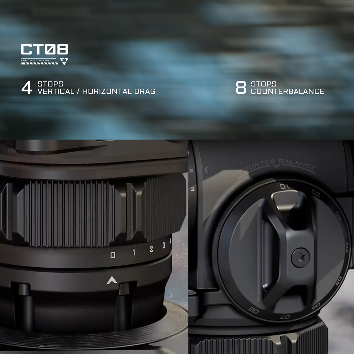 Tilta 75mm Cine Fluid Head with 2-Stage One Touch Carbon Fiber Tripod Legs (8KG) - Space Gray