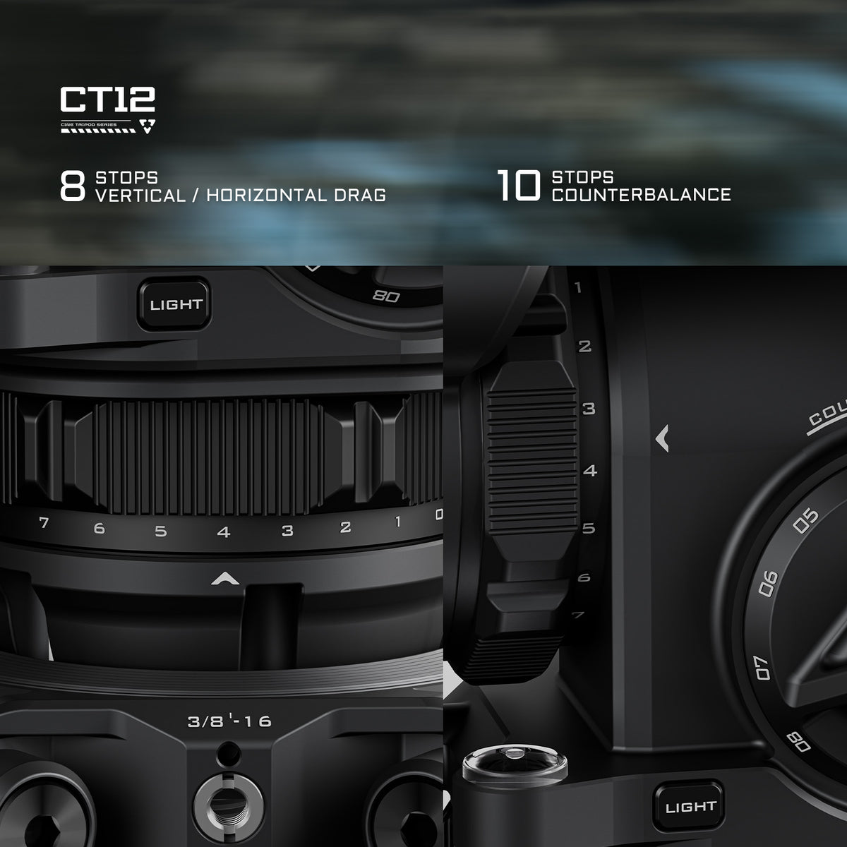 Tilta 75mm Cine Fluid Head with 2-Stage One Touch Carbon Fiber Tripod Legs (12KG) - Space Gray