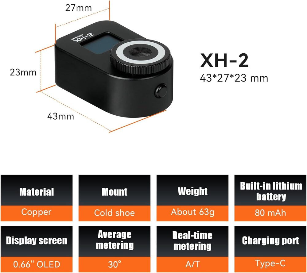 AstrHori XH-2 Camera Light Meter Photography (Black Version)