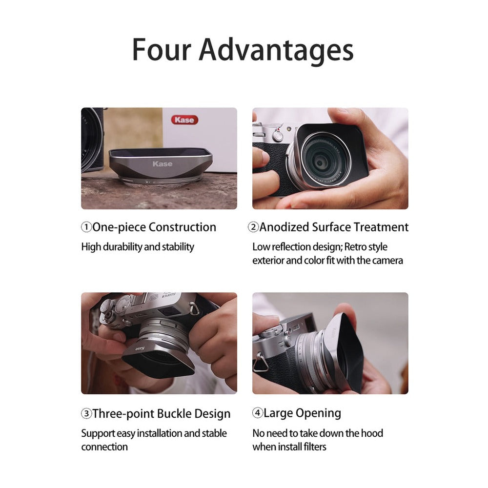 Kase Square Lens Hood for Fujifilm X100VI Series in Black