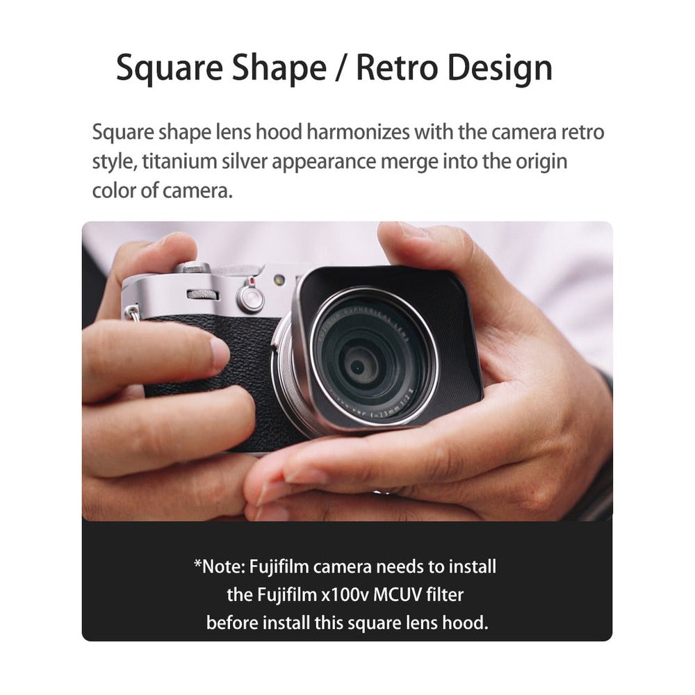 Kase Square Lens Hood for Fujifilm X100VI Series in Black