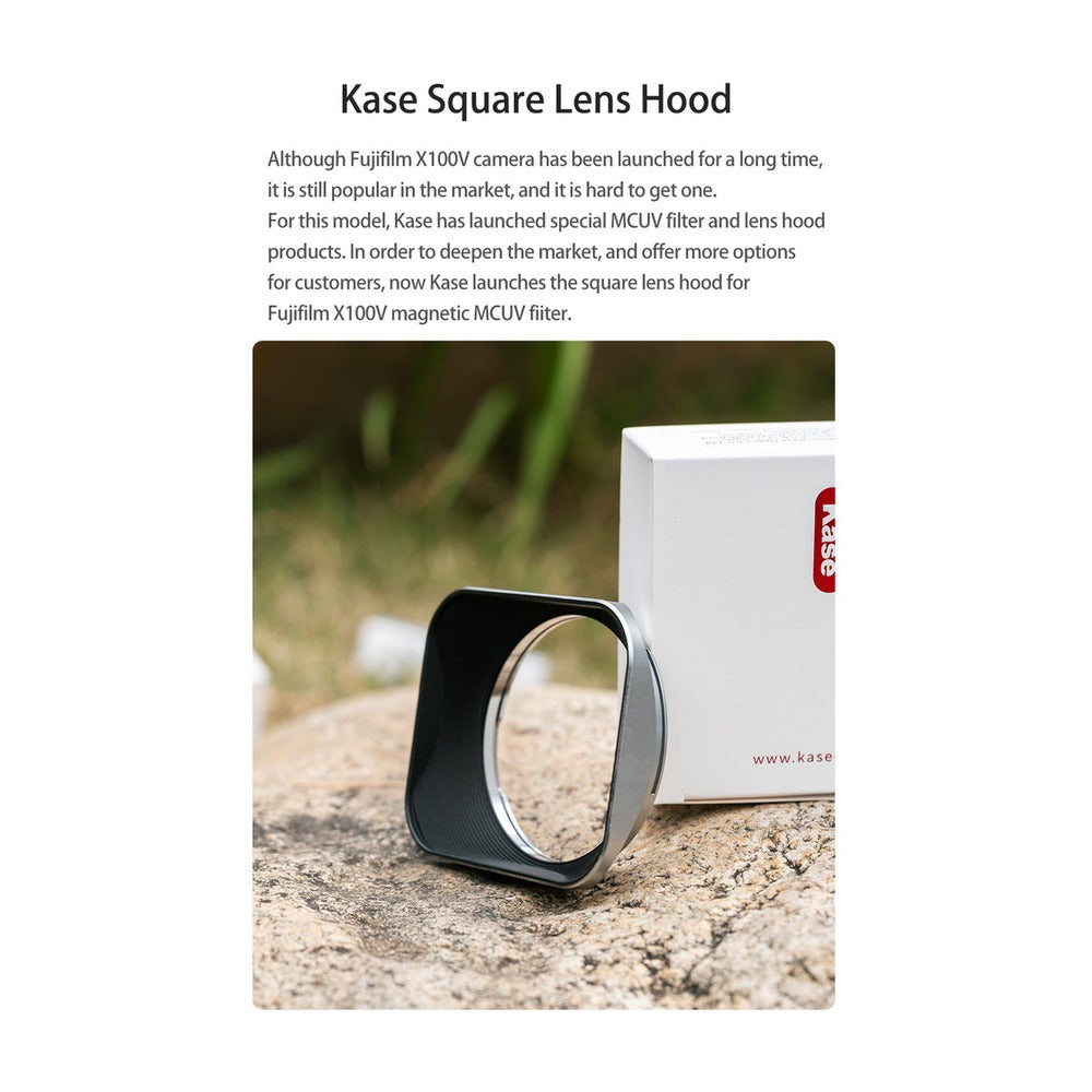 Kase Square Lens Hood for Fujifilm X100VI Series in Black