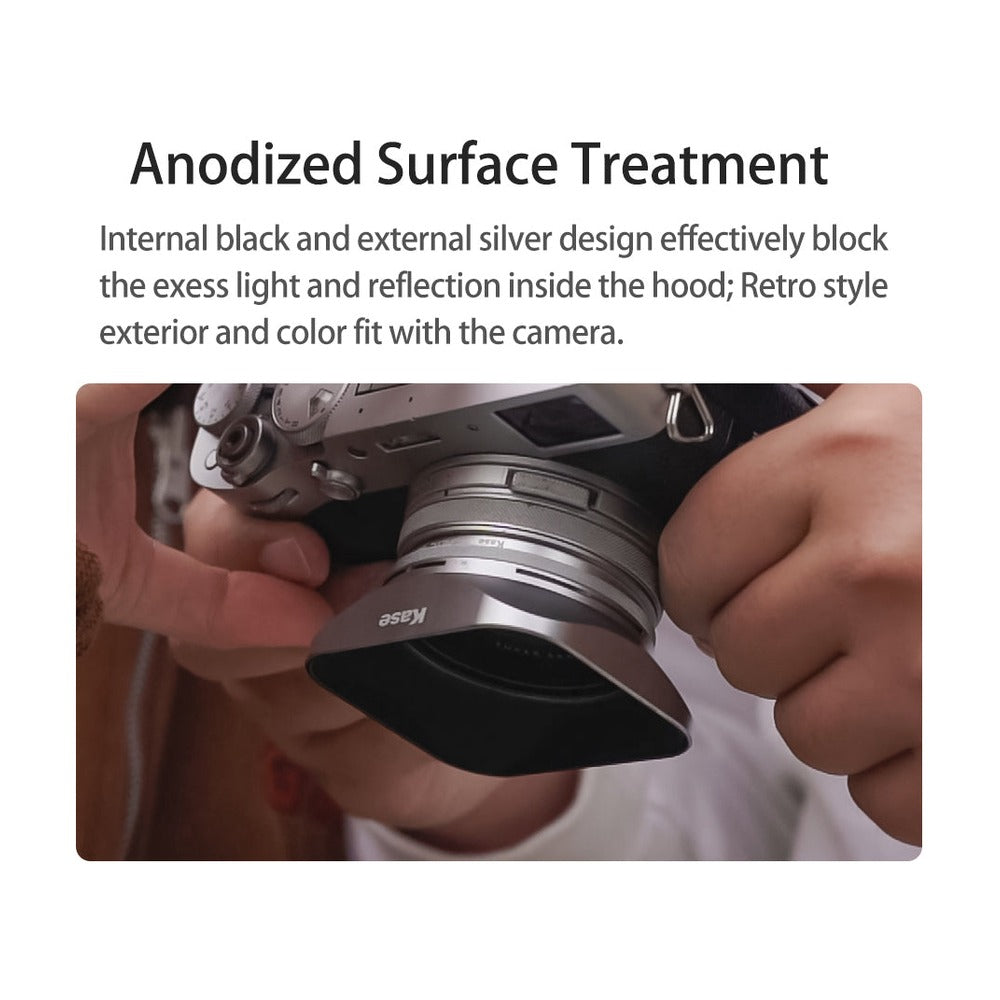 Kase Square Lens Hood for Fujifilm X100VI Series in Silver