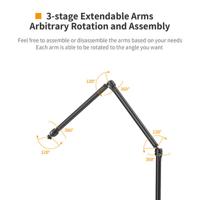 VIJIM LS08 Desktop Flexible Arm/Light Stand(Three-Stages)