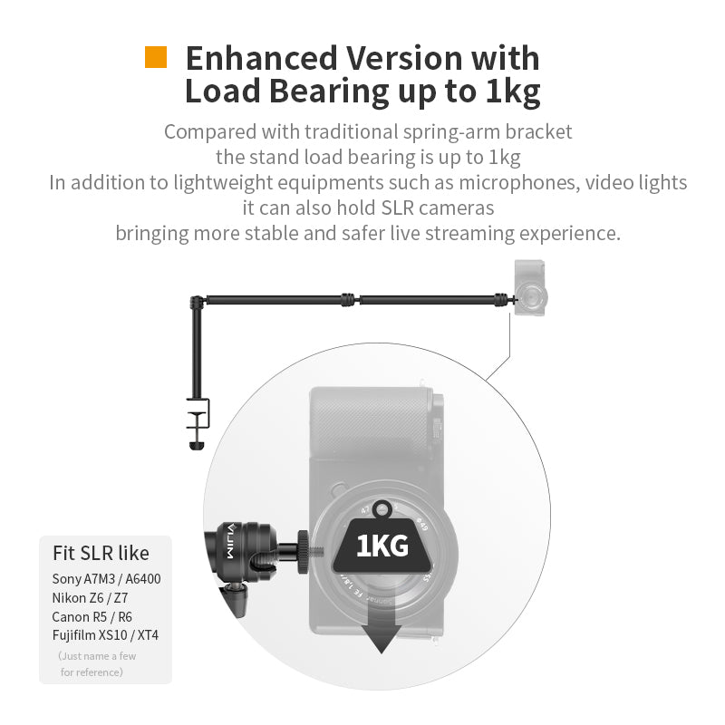 VIJIM LS08 Desktop Flexible Arm/Light Stand(Three-Stages)