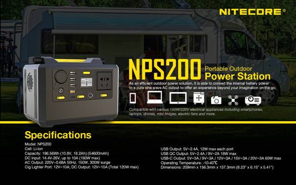 Nitecore Portable Power Station NPS200 Inverter