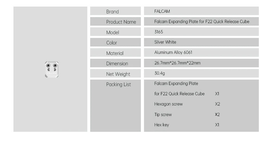 Falcam F22 Quick Release Clamp Kit
