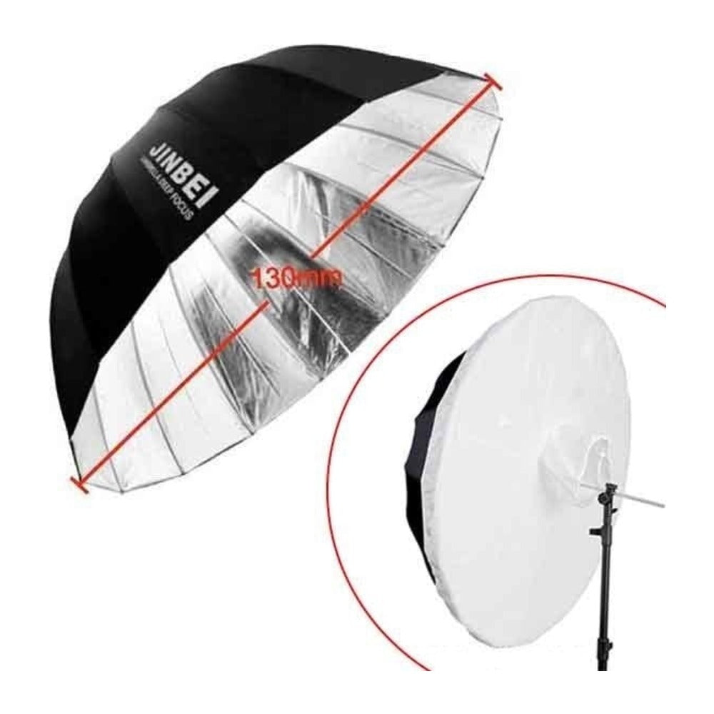 JINBEI 51" (130CM) DEEP UMBRELLA BLACK & SILVER COMBO WITH CLOTH