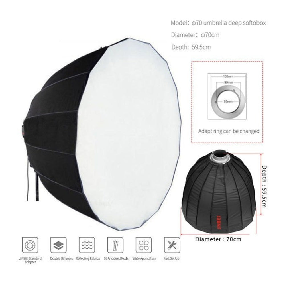 JINBEI DEEP PARABOLIC SOFTBOX 70CM (FOLDING)