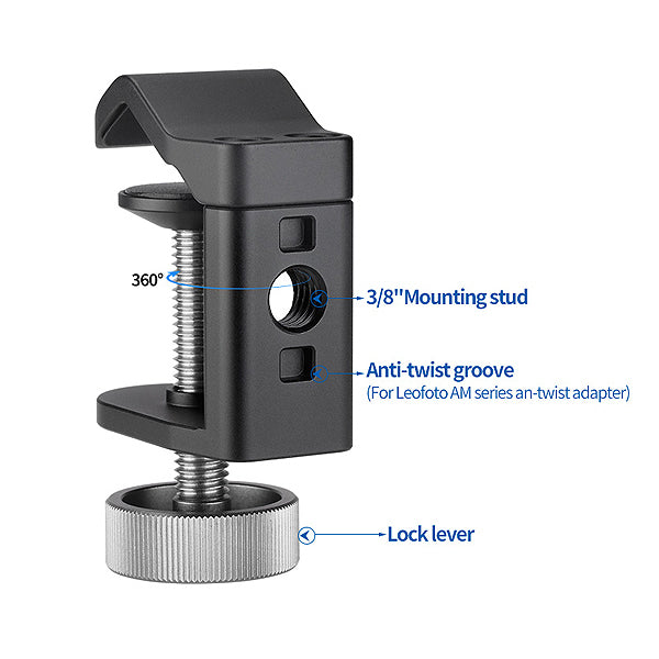 LEOFOTO UC-02 UMBRELLA CLAMP FOR TRIPOD (ANTI-TWIST GROOVE , LOCK LEVER)