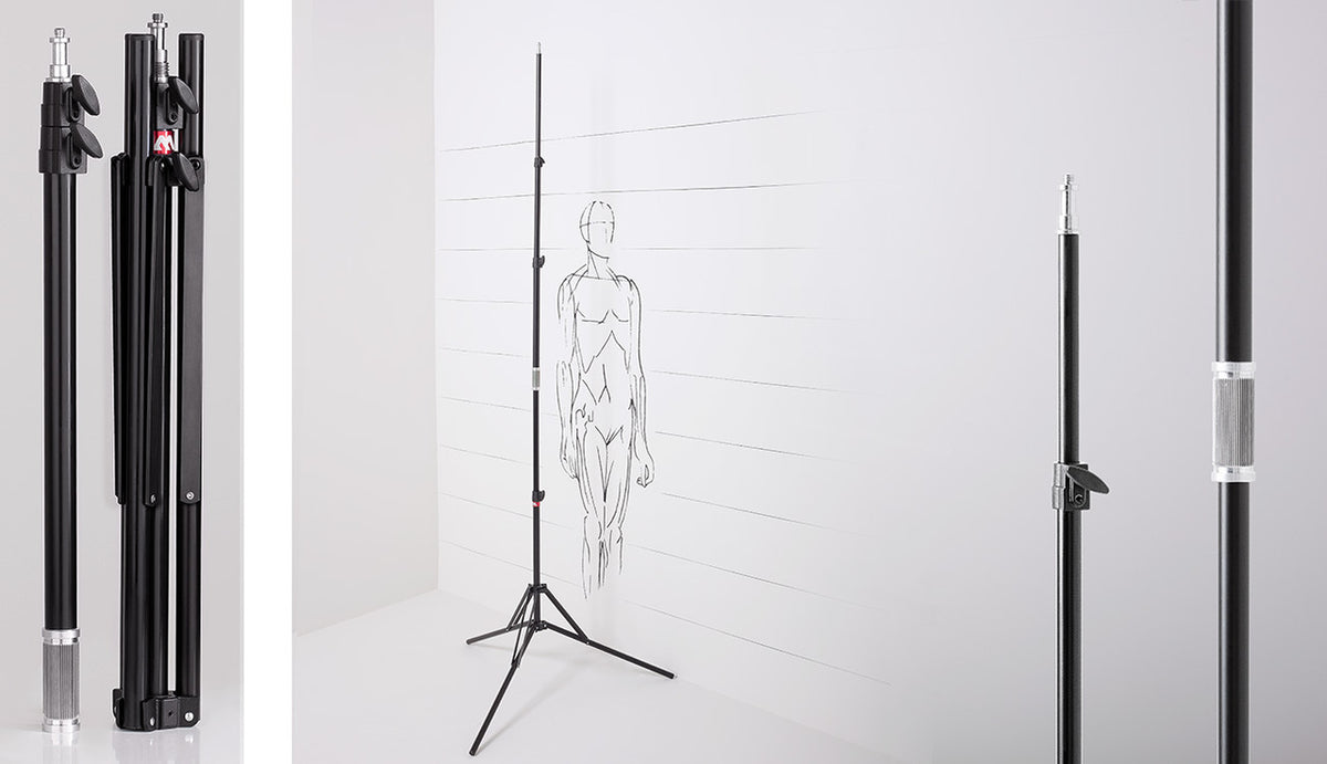 Muraro 220cm Compact Light Stand  with Boom Arm Feature MU01HCA (Made in Italy)