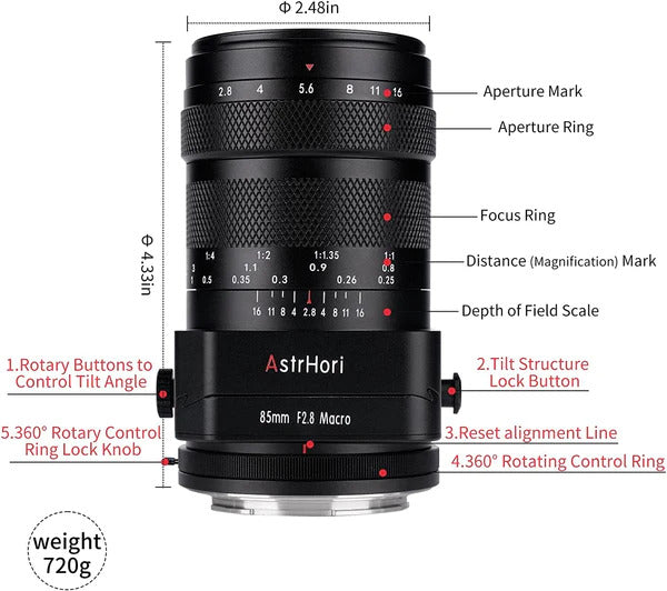 AstrHori 85mm F2.8 Full Frame Tilt Prime Focus Lens [Lens Mount Type: Fujifilm X Mount]