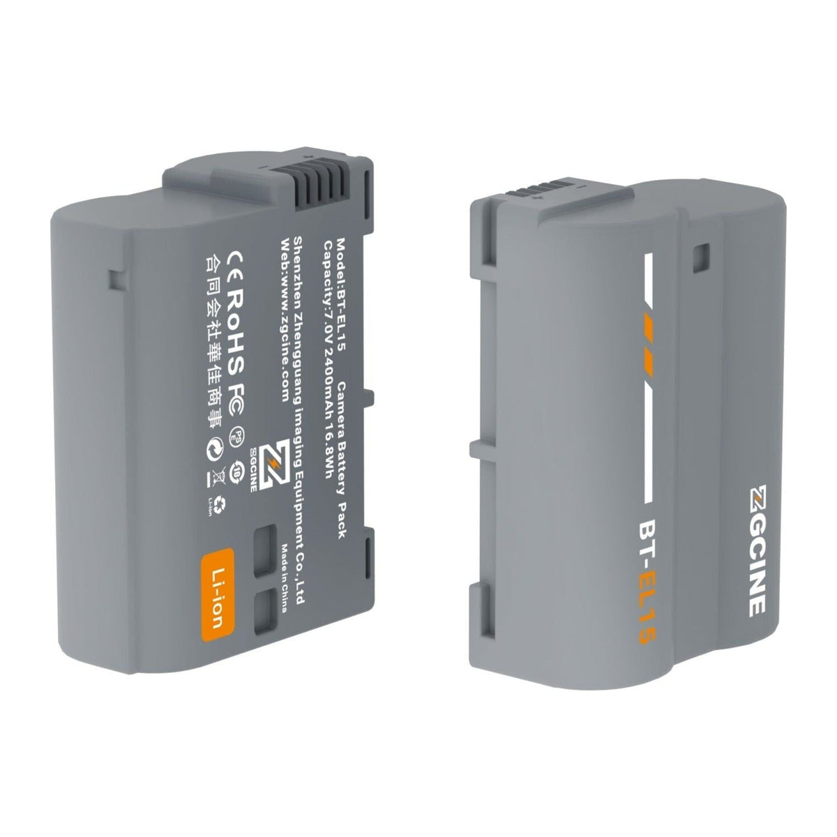 ZGCINE BT-EL15C Camera Battery for Nikon Camera (2400mAh Grey)