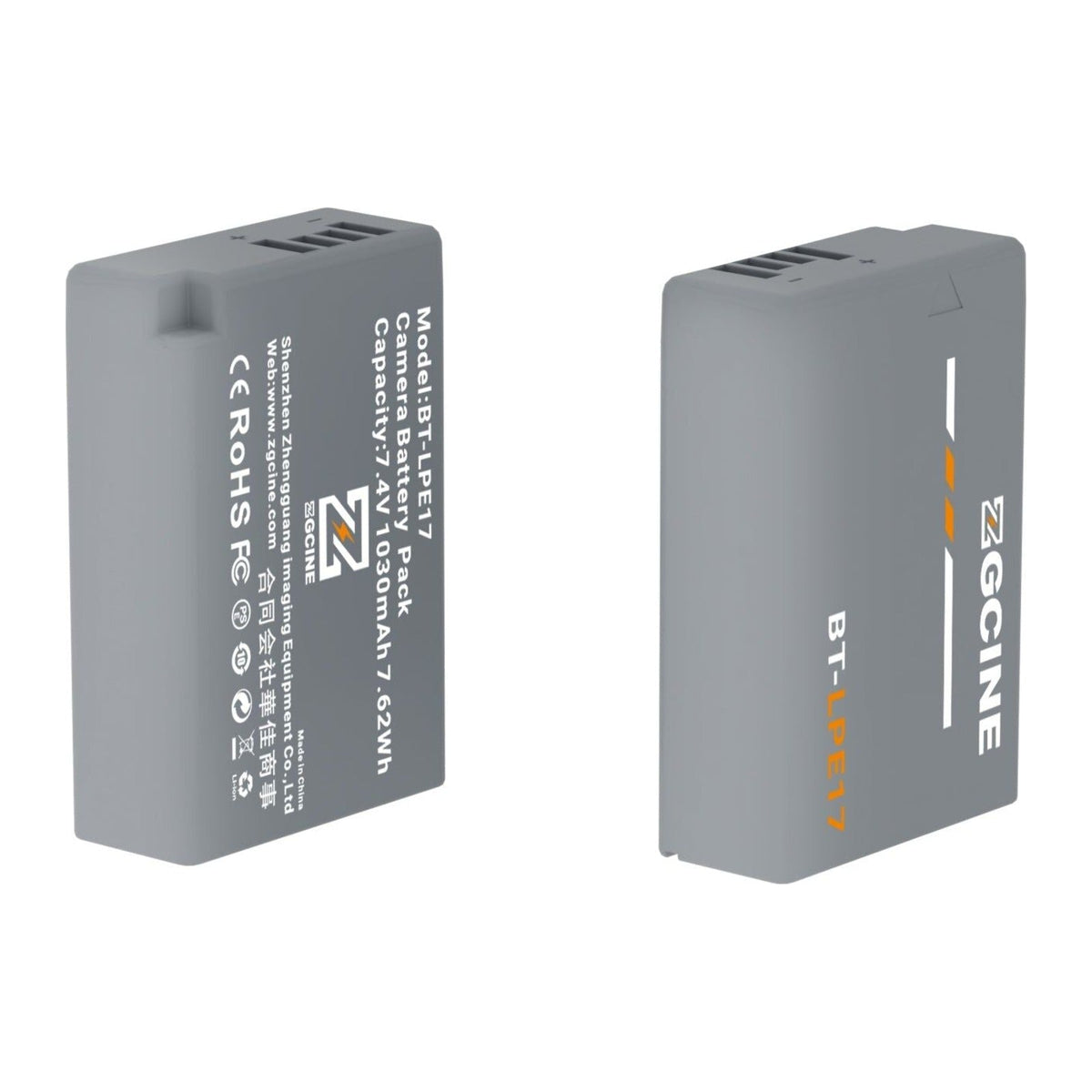 ZGCINE BT-LPE17 Camera Battery for Canon Camera (1030mAh Grey)
