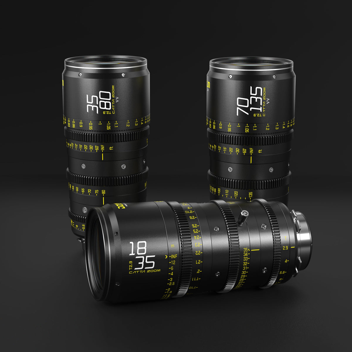 DZOFILM Catta Ace 18-35mm, 35-80mm and 70-135mm cine zoom lens series