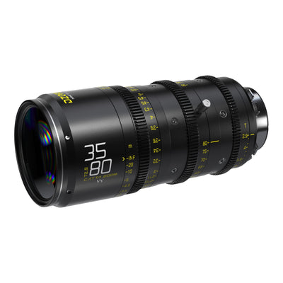 DZOFILM Catta Ace 35-80mm T2.9 cine zoom lens, front angle view