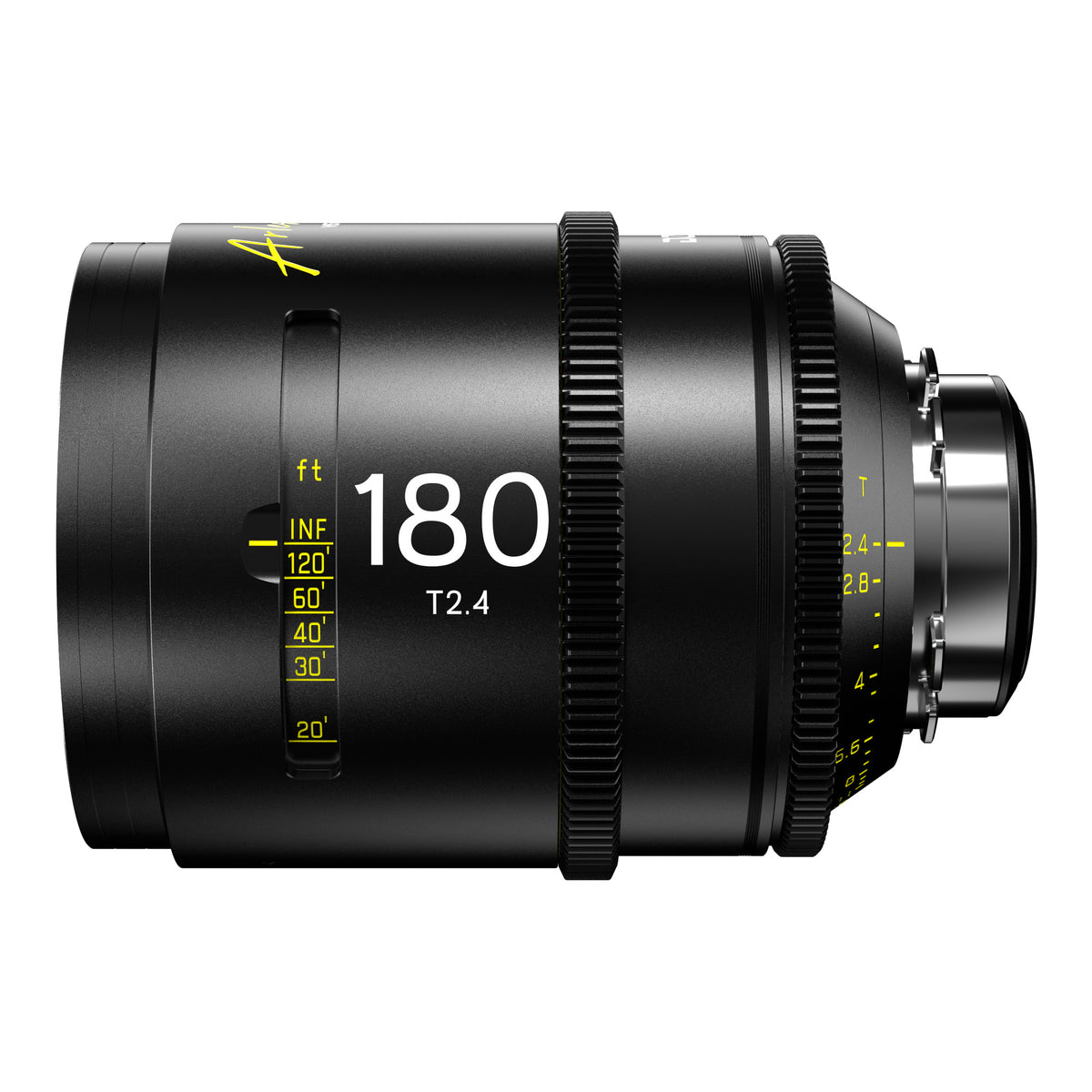DZOFilm Arles 180mm T2.4 FF/VV Prime Cine Lens (ARRI PL, Feet), side view