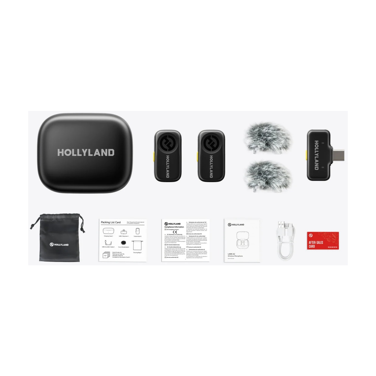Hollyland Lark A2 Duo Wireless Microphone (Space Gray, USB-C RX + Charging Case)