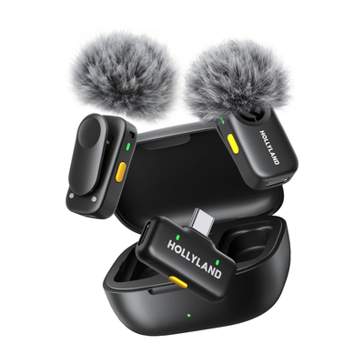 Hollyland Lark A2 Duo Wireless Microphone (Space Gray, USB-C RX + Charging Case)