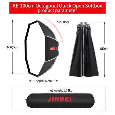 Jinbei 100cm QuickFold Octagonal Softbox with Grid