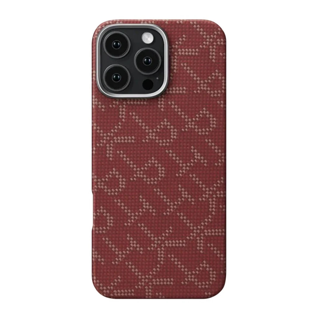 PITAKA Aramid Fibre Ultra-Slim Case for iPhone 16 Pro Max Monogram-Gold/Red