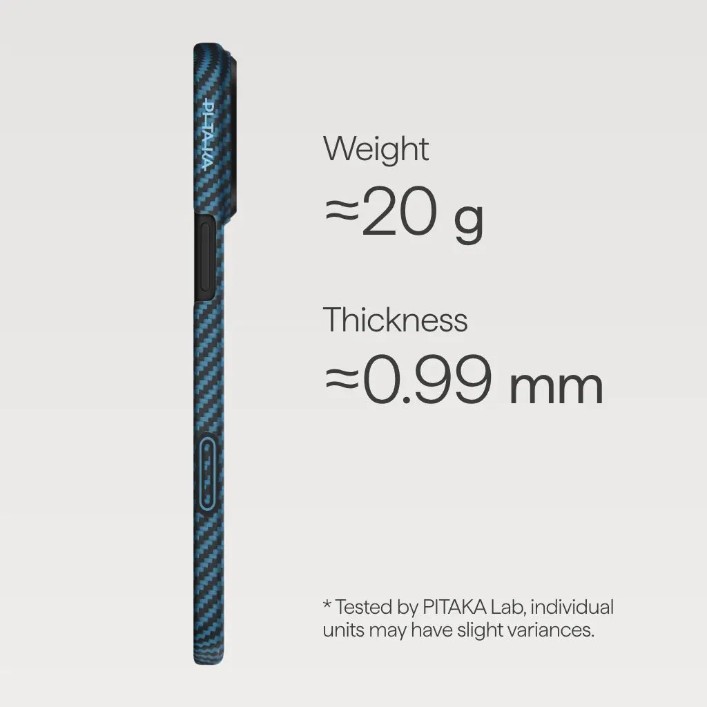 PITAKA Aramid Fibre Ultra-Slim Case for iPhone 17 Pro Black/Blue