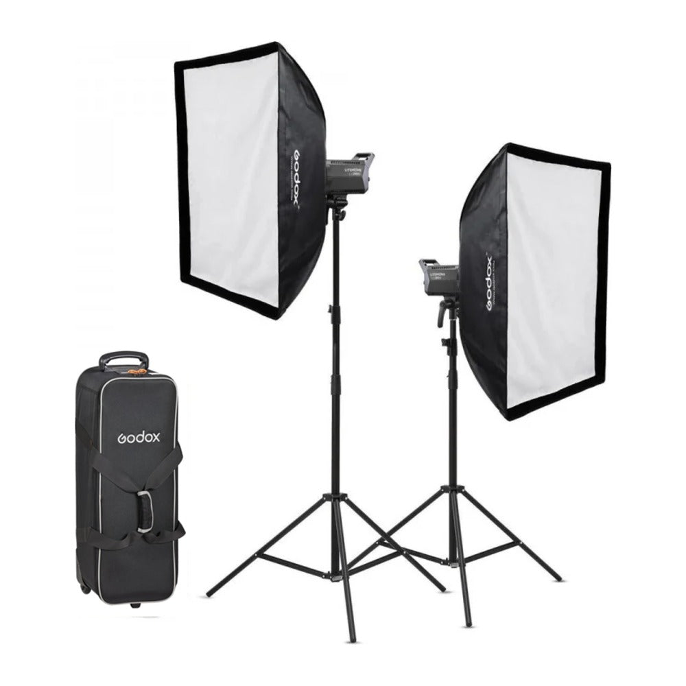 Godox LA200Bi 200W Compact Bi-Colour LED Lighting Kit - 2 x Light Head image 1