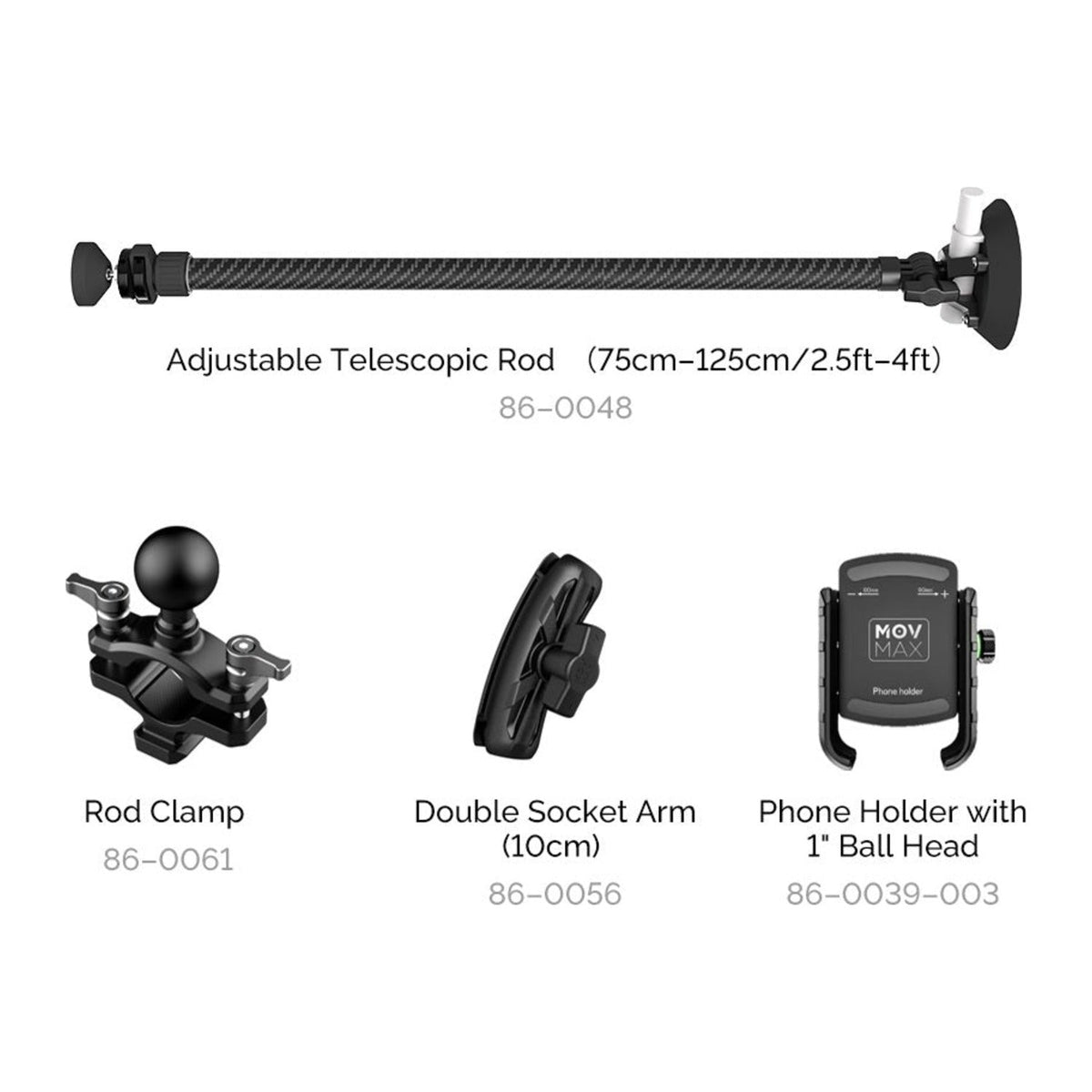 MOVMAX Adjustable Telescopic Rod - Mobile Phone Kit