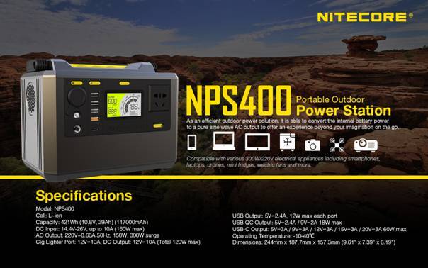 Nitecore Portable Power Station NPS400 Inverter