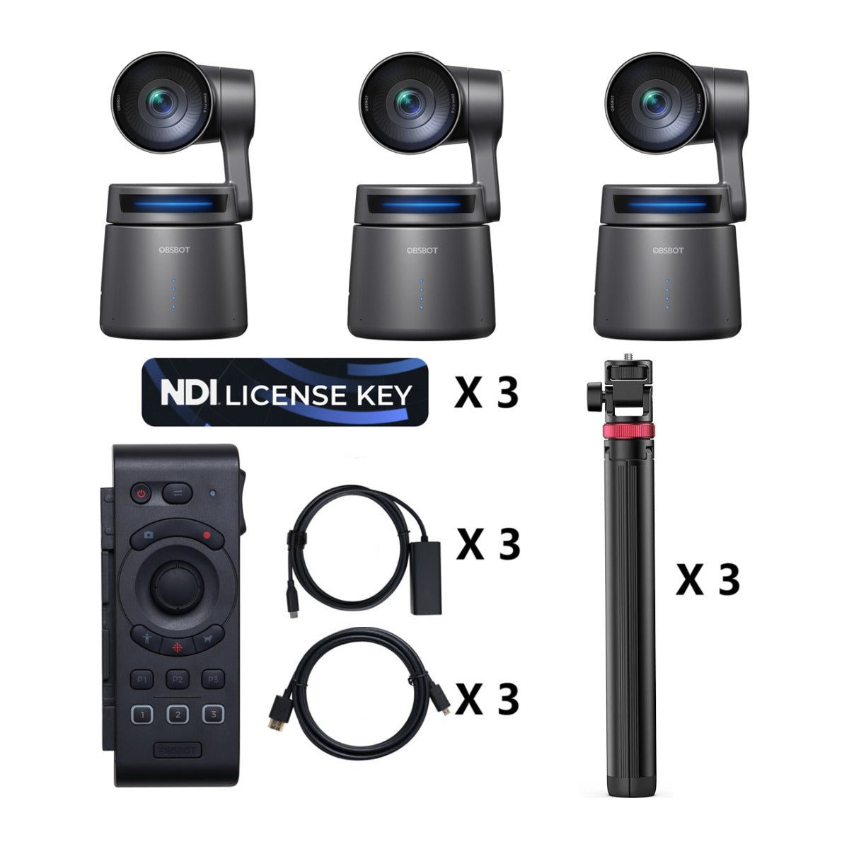 OBSBOT Tail Air Multicam Streaming Combo (3 x Tail Air) With NDI License