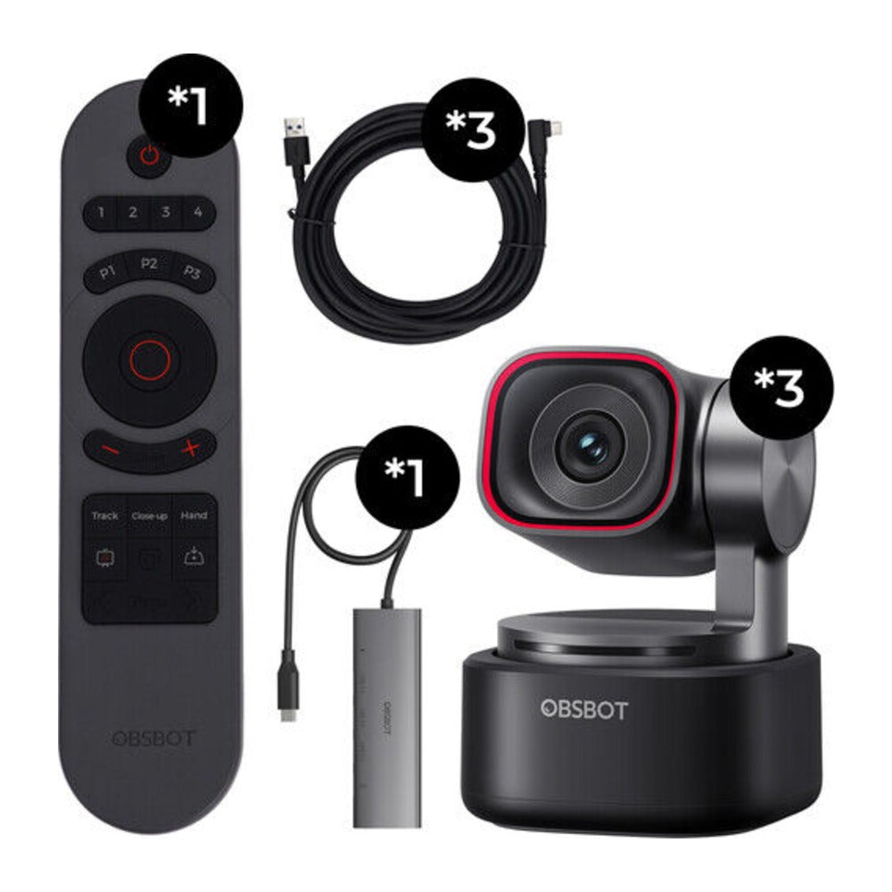 OBSBOT Tiny 3 Webcam Multicam Combo (3 x Cameras)