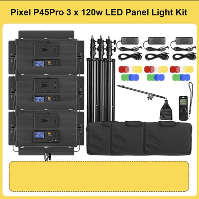 Pixel P45Pro 3 x 120W Bi-Color LED Panel Light Kit for Video