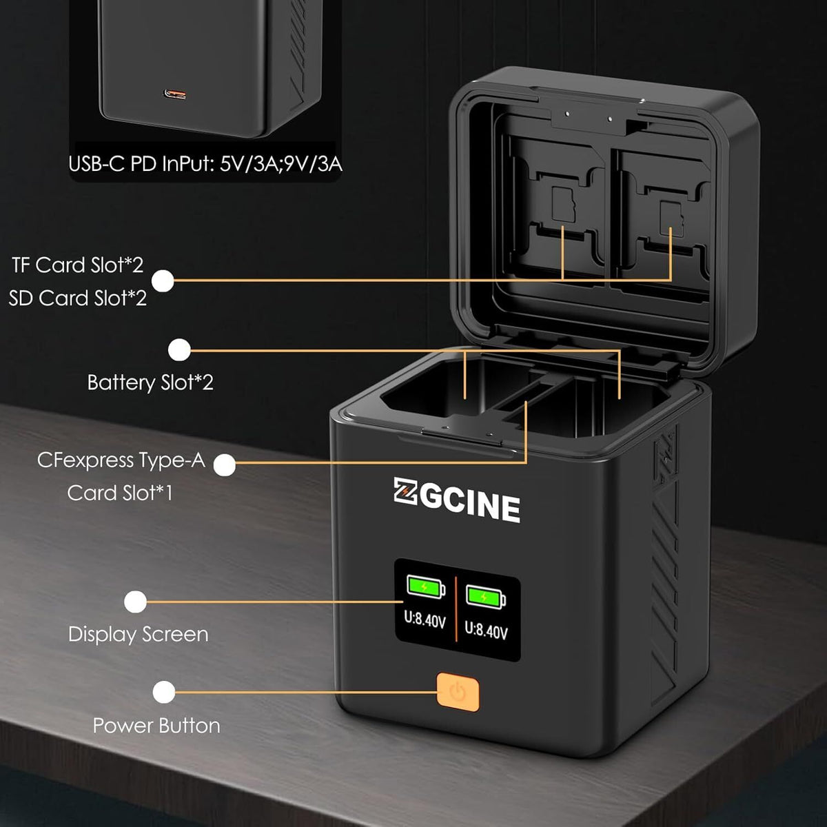ZGCine USB-Type C Charging Case for Nikon EN-EL25 Battery