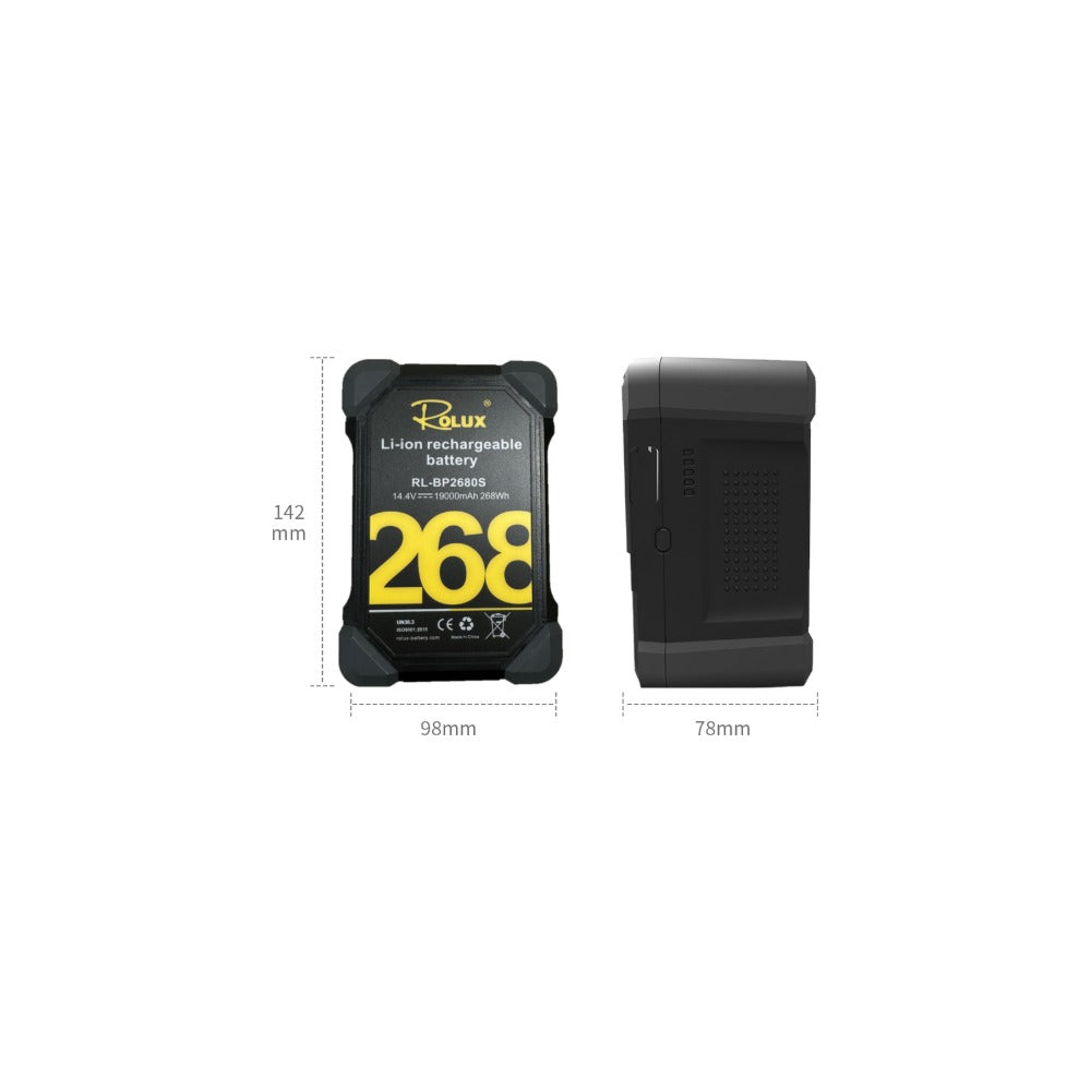 Rolux Heavy Duty 268W Li-ion Battery V-mount