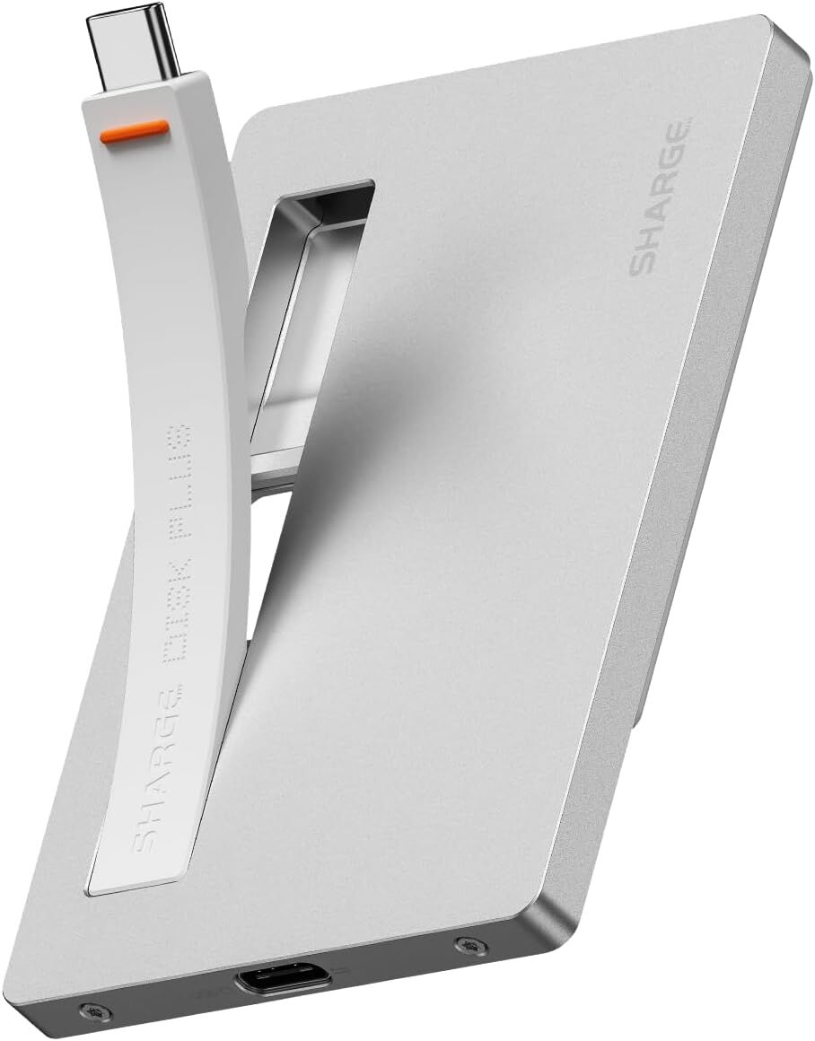 Sharge Disk Plus SSD Enclosure Silver Case With White USB-C Cable (No SSD Included)