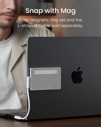 Sharge Disk Plus SSD Enclosure Silver Case With White USB-C Cable (No SSD Included)